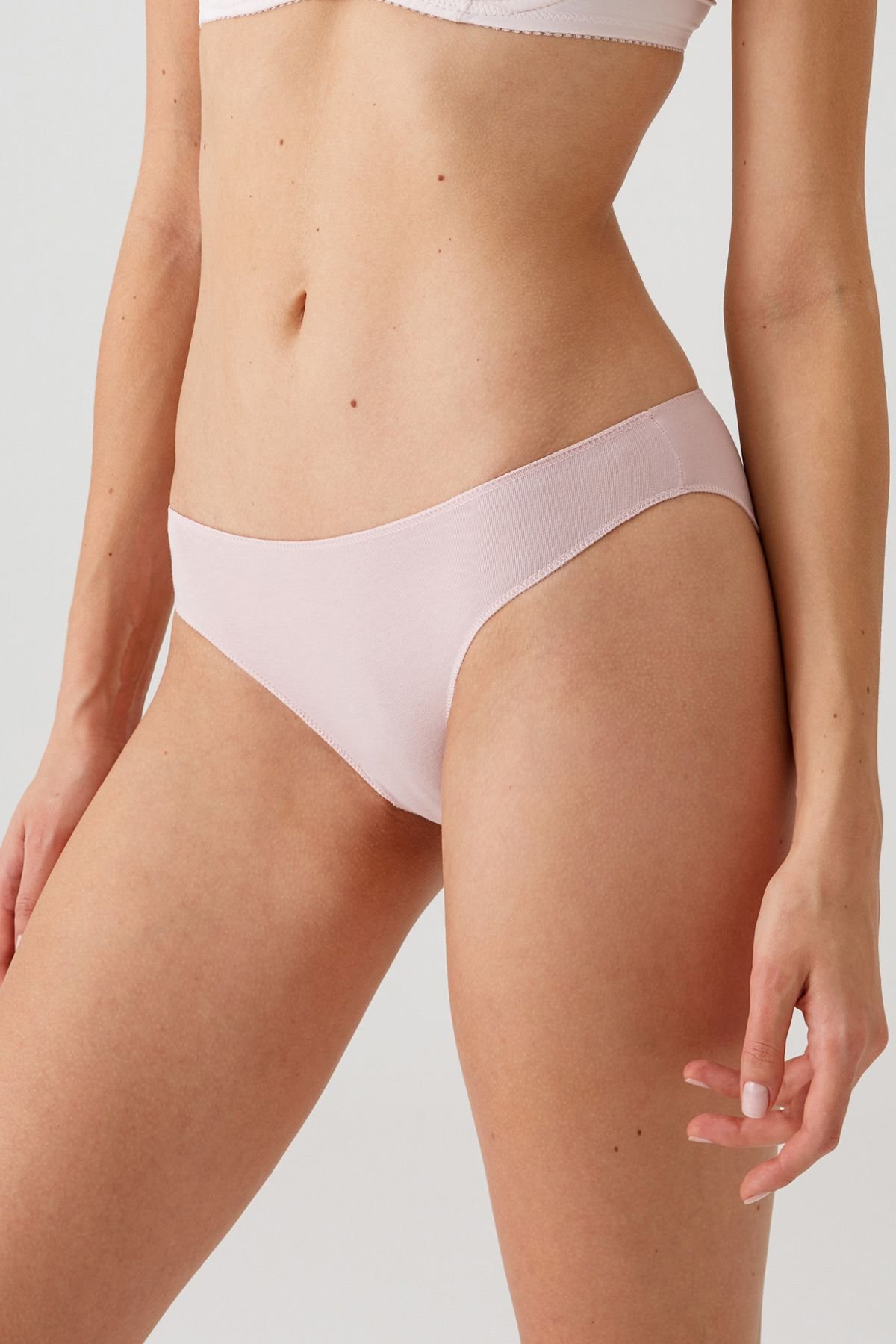 Kadın 5'li Ekonomik Paket Siyah-lacivert-bordo-pudra-ekru 2050 No Show Pamuklu Basic Bikini Slip - Görsel 3