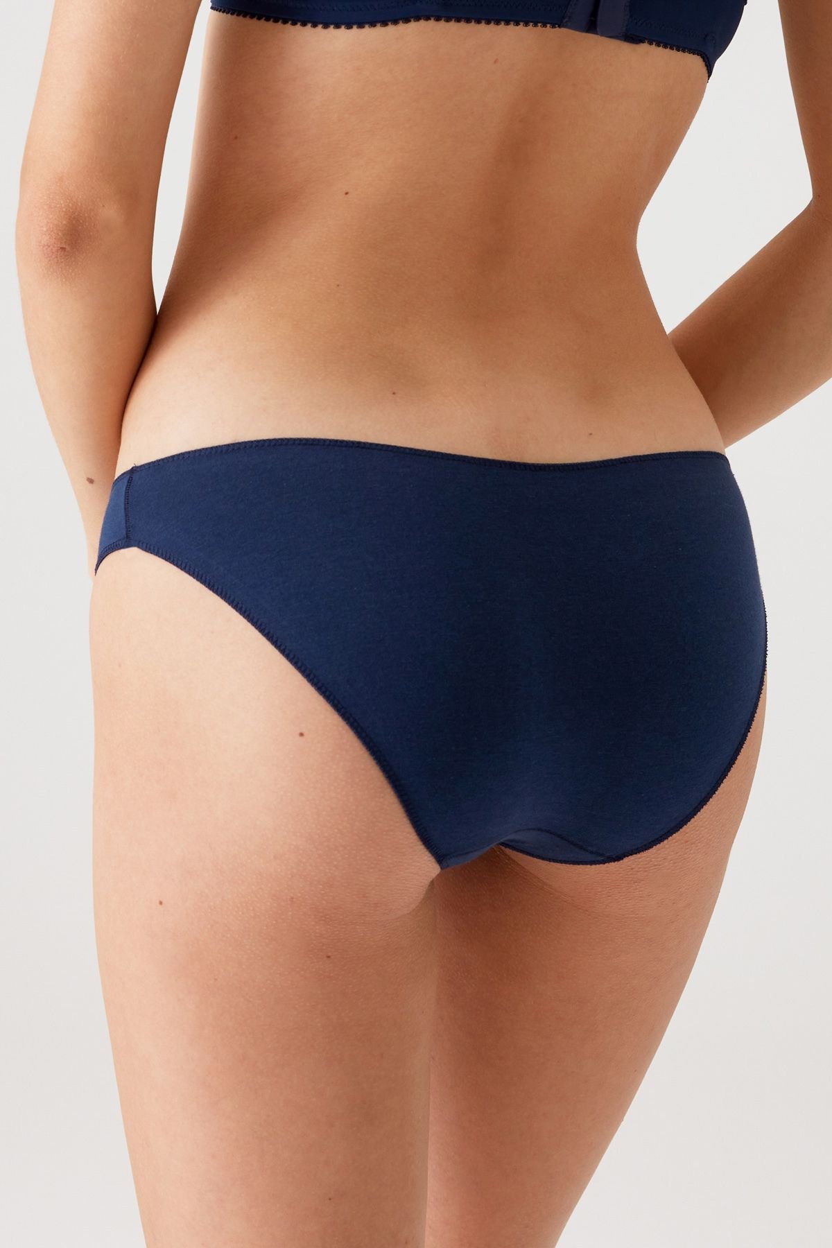 Kadın 5'li Ekonomik Paket Siyah-lacivert-bordo-pudra-ekru 2050 No Show Pamuklu Basic Bikini Slip - Görsel 6