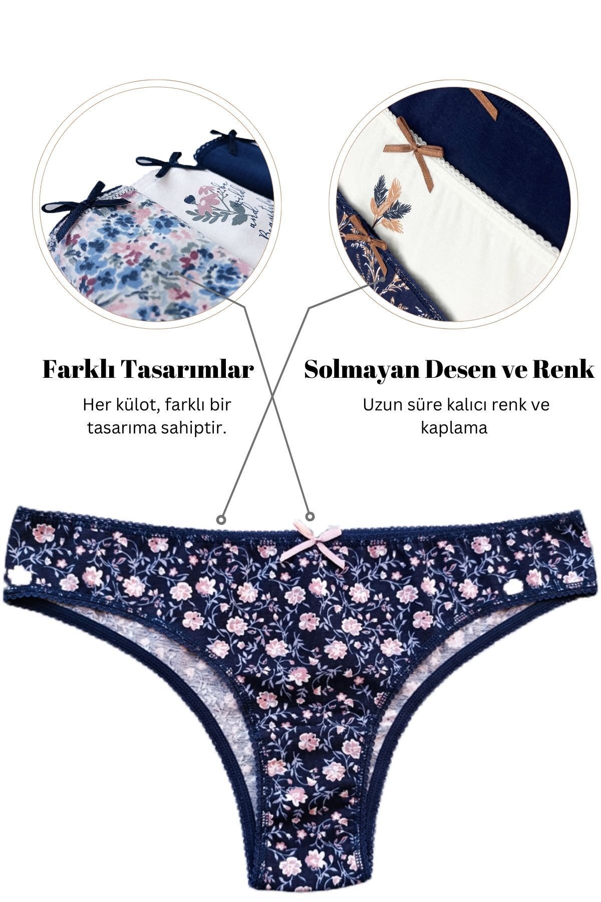 3'lü Ekonomik Paket Magic 2701 Pamuklu Basic Baskı Ve Desenli Brazilian Külot - Görsel 2