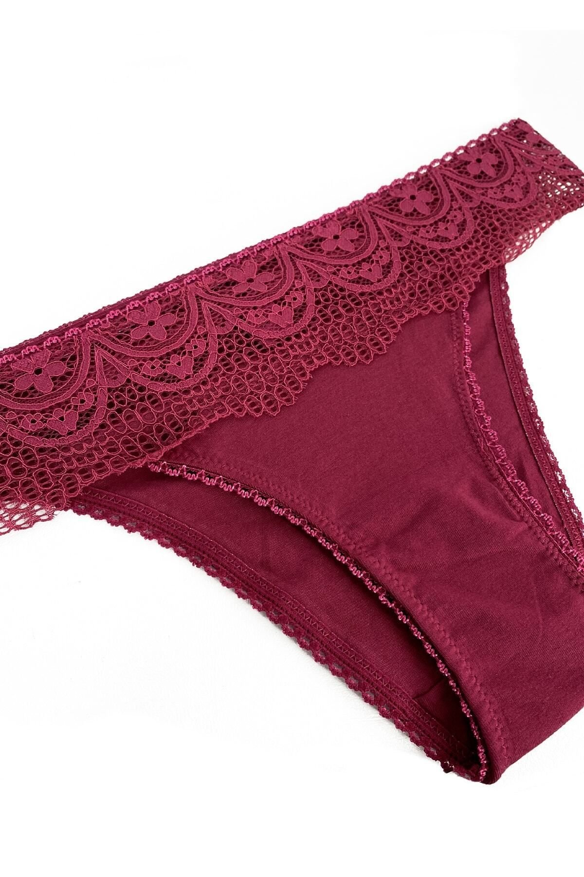 Kadın Siyah-gece Mavisi-fuşya 2236 Dantelli Slip 3lü Paket Külot - Görsel 6