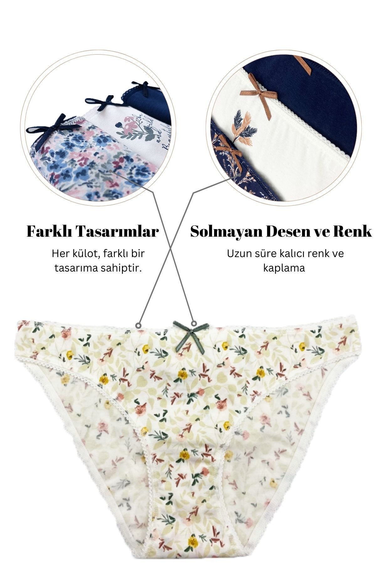 3'lü Ekonomik Paket Flowers Garden 2700 Pamuklu Basic Baskı Ve Desenli Brief Külot - Görsel 2