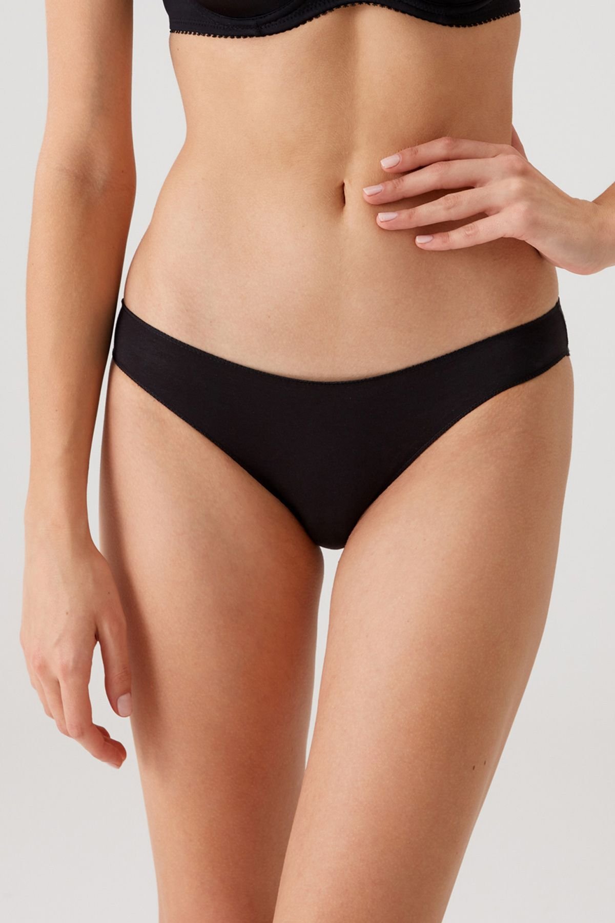 Kadın 5'li Ekonomik Paket Siyah-lacivert-bordo-pudra-ekru 2050 No Show Pamuklu Basic Bikini Slip - Görsel 7