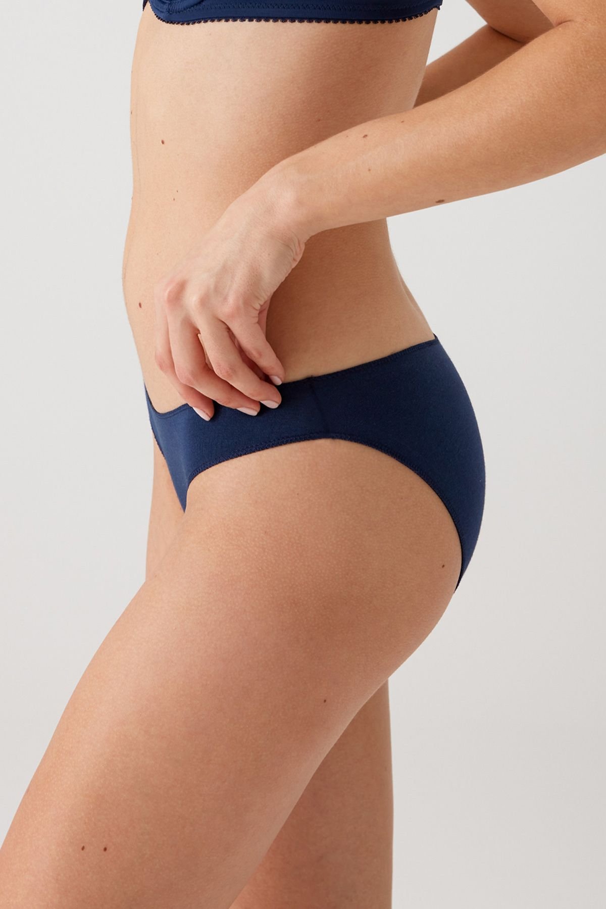 Kadın 5'li Ekonomik Paket Siyah-lacivert-bordo-pudra-ekru 2050 No Show Pamuklu Basic Bikini Slip - Görsel 5