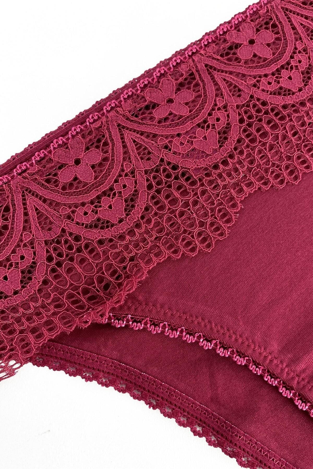 Kadın Siyah-gece Mavisi-fuşya 2236 Dantelli Slip 3lü Paket Külot - Görsel 7