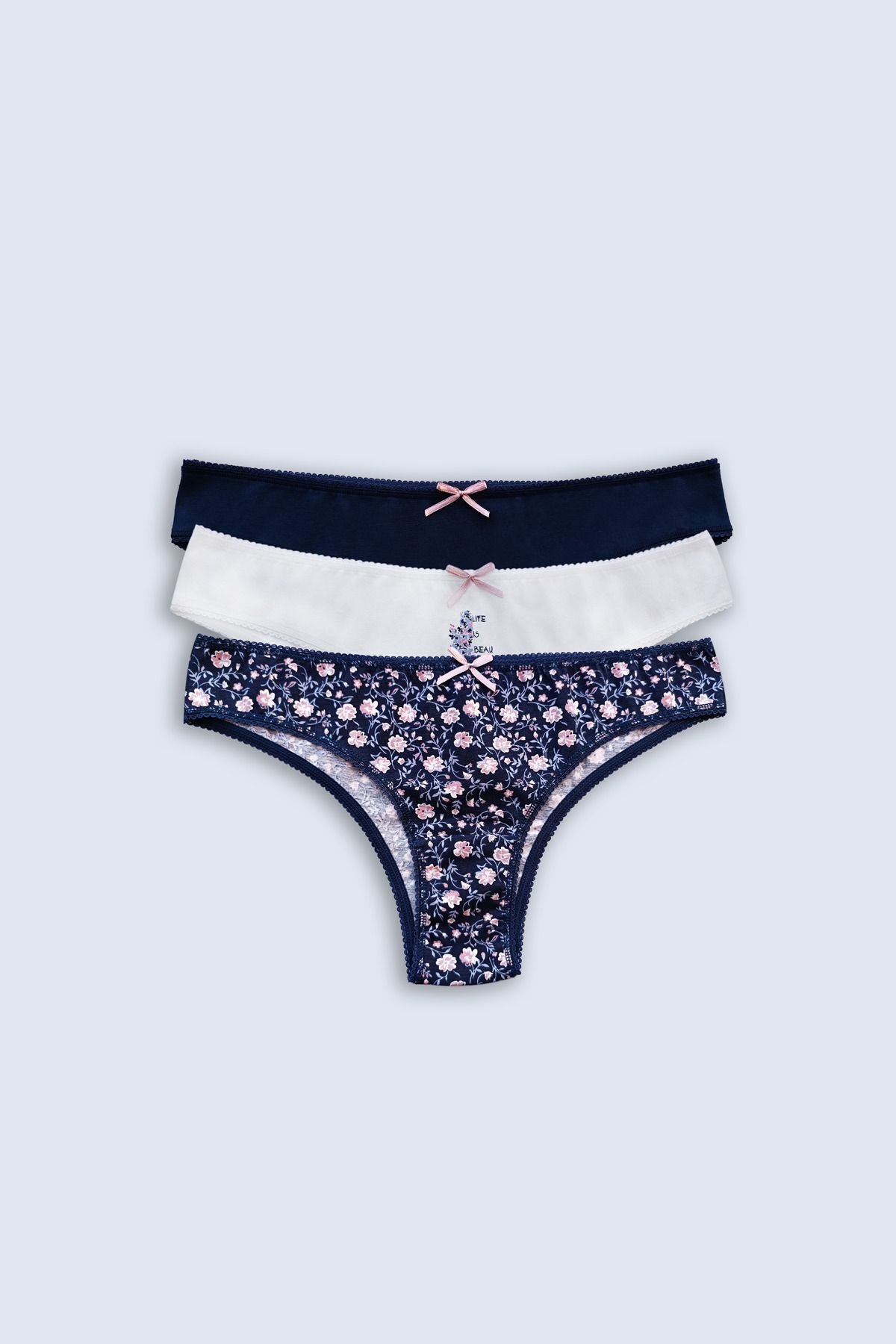 3'lü Ekonomik Paket Ivy Rose 2701 Pamuklu Basic Baskı Ve Desenli Brazilian Külot